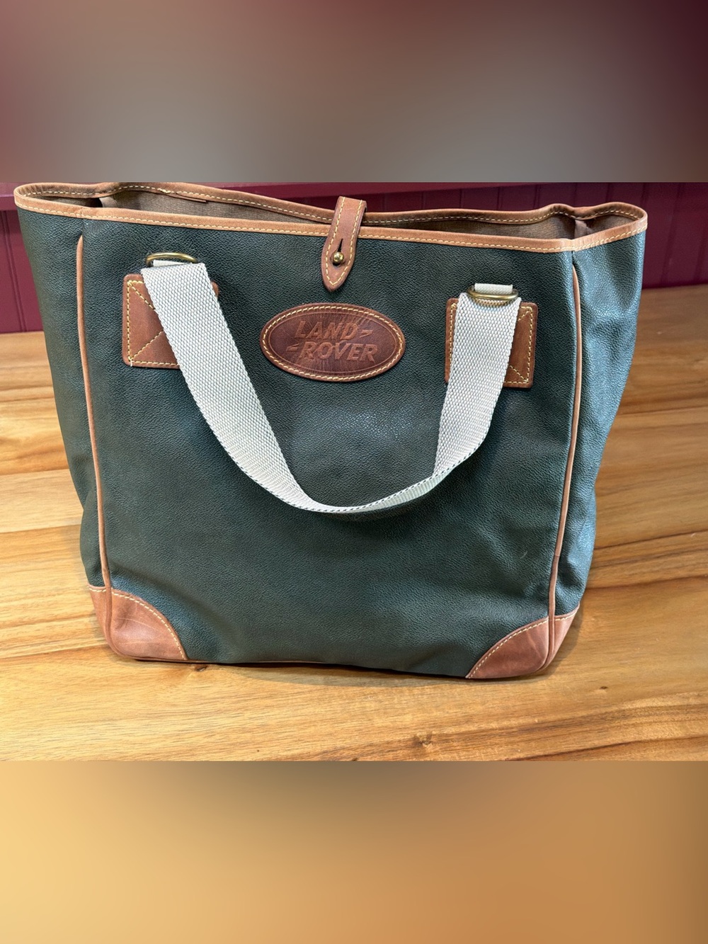 Vintage Land Rover x Mulholland Brothers Coated Canvas Tote Bag Leather Trim USA